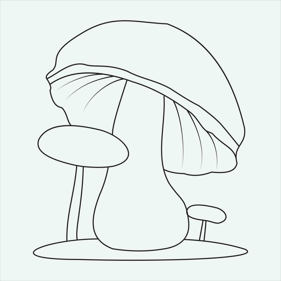 One line hand drawn mashroom outline vector illustration