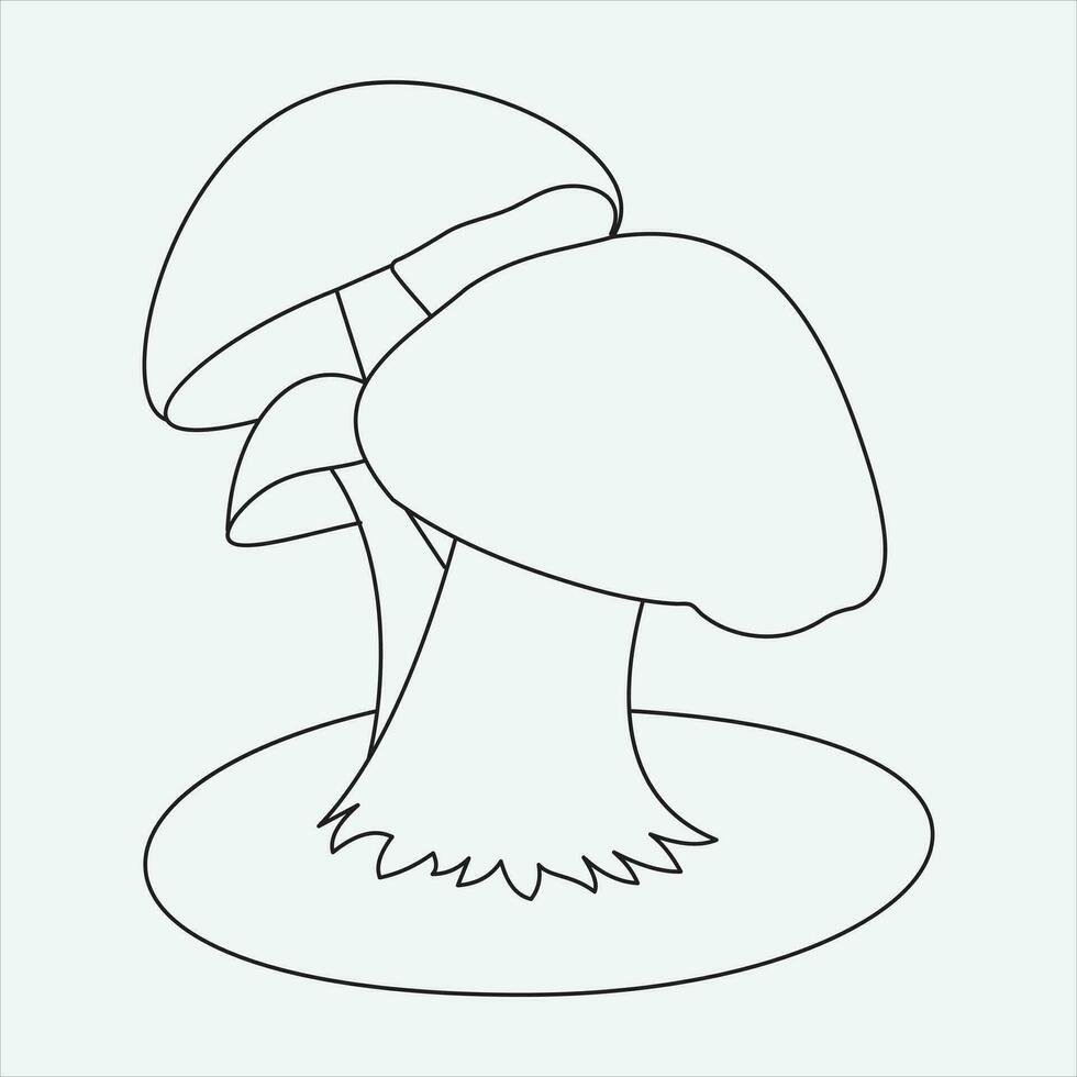 One line hand drawn mashroom outline vector illustration