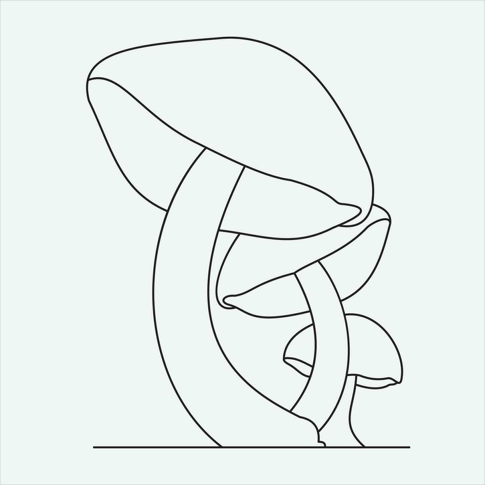 One line hand drawn mashroom outline vector illustration