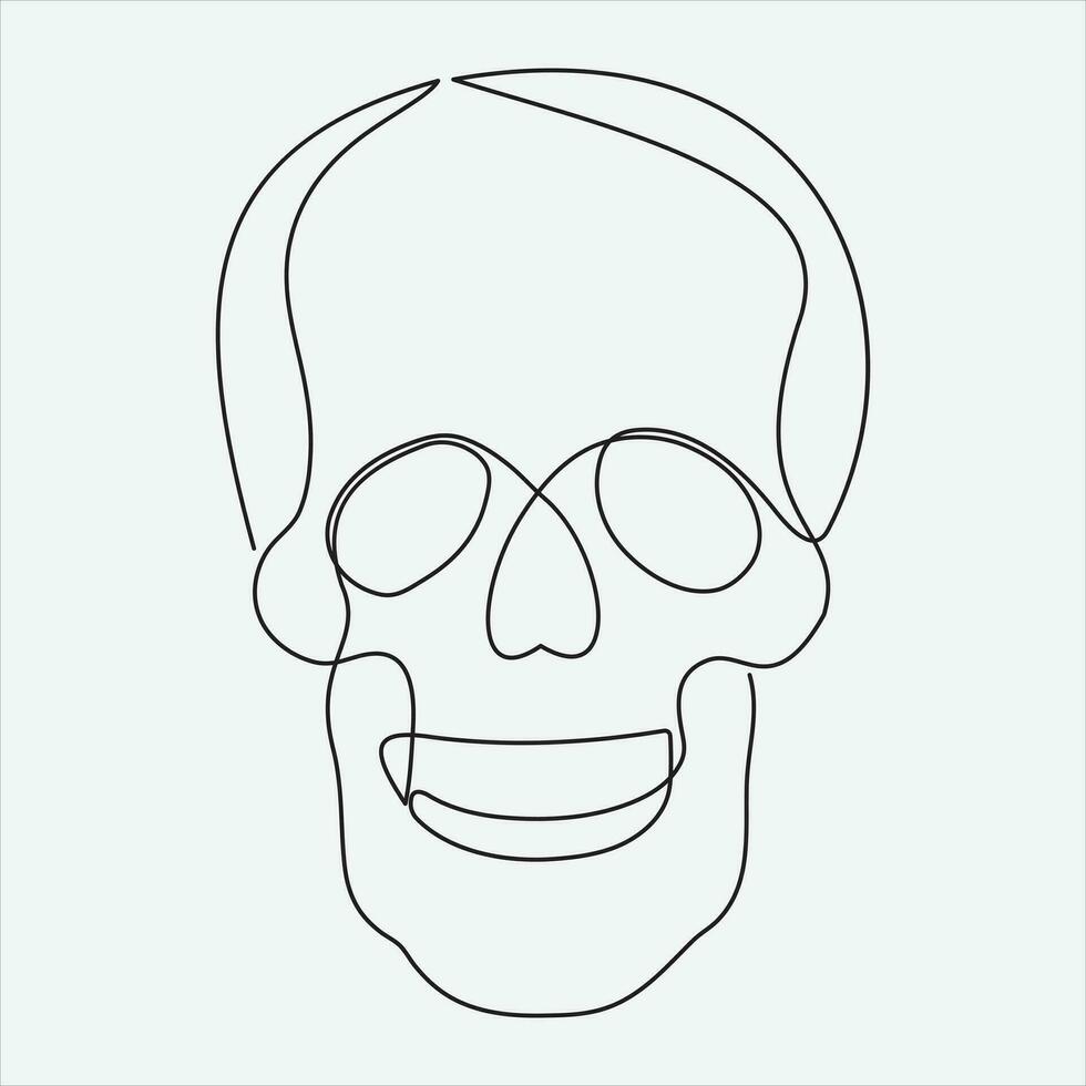 one line hand drawn skull outline vector illustration