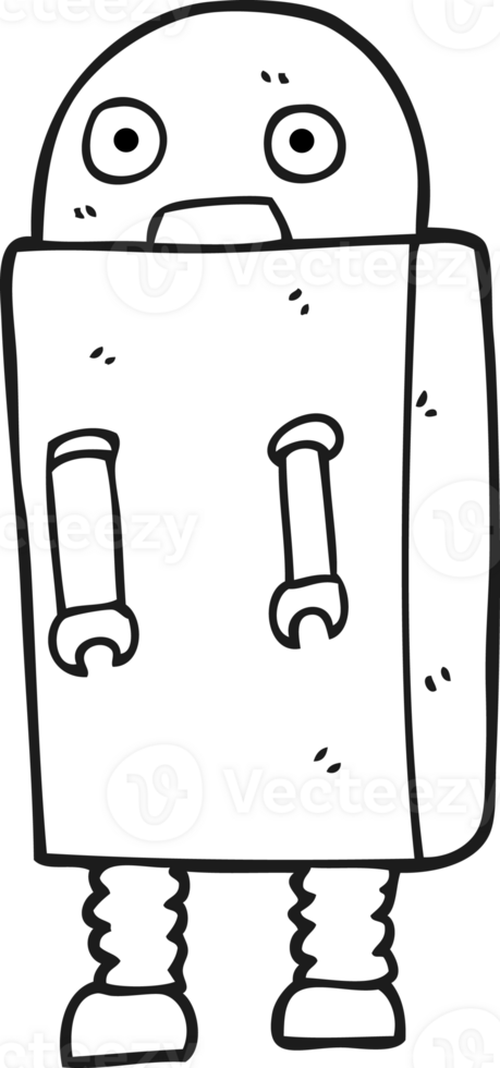 black and white cartoon robot png