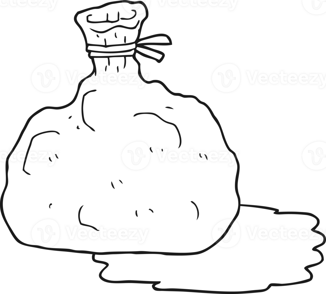 black and white cartoon bag of garbage png