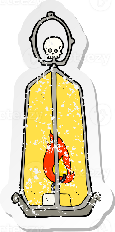 retro distressed sticker of a cartoon spooky lantern png