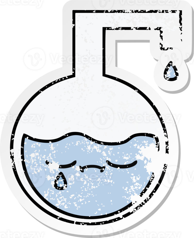 distressed sticker of a cute cartoon science experiment png