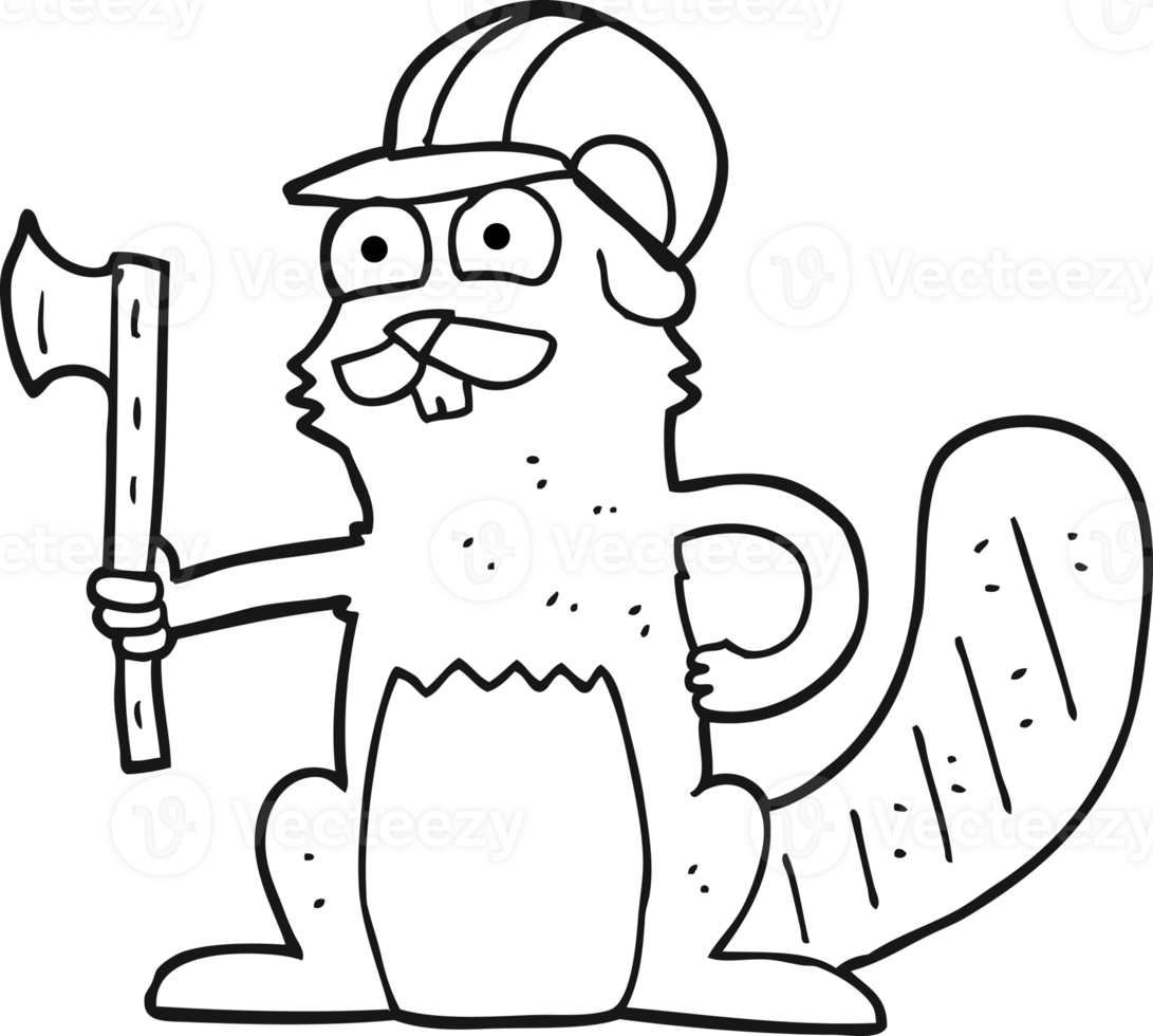 black and white cartoon beaver png