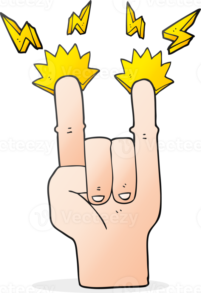cartoon hand making rock symbol png
