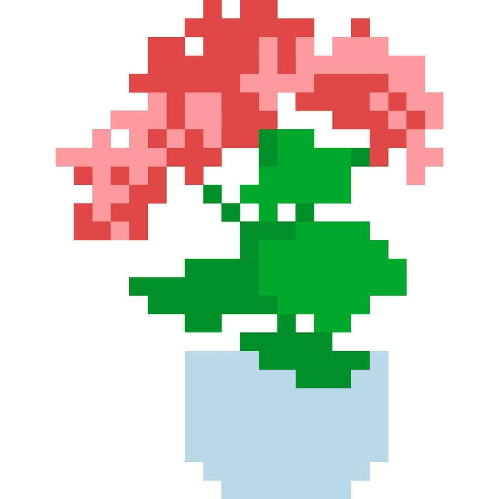 Flower cartoon icon in pixel style vector