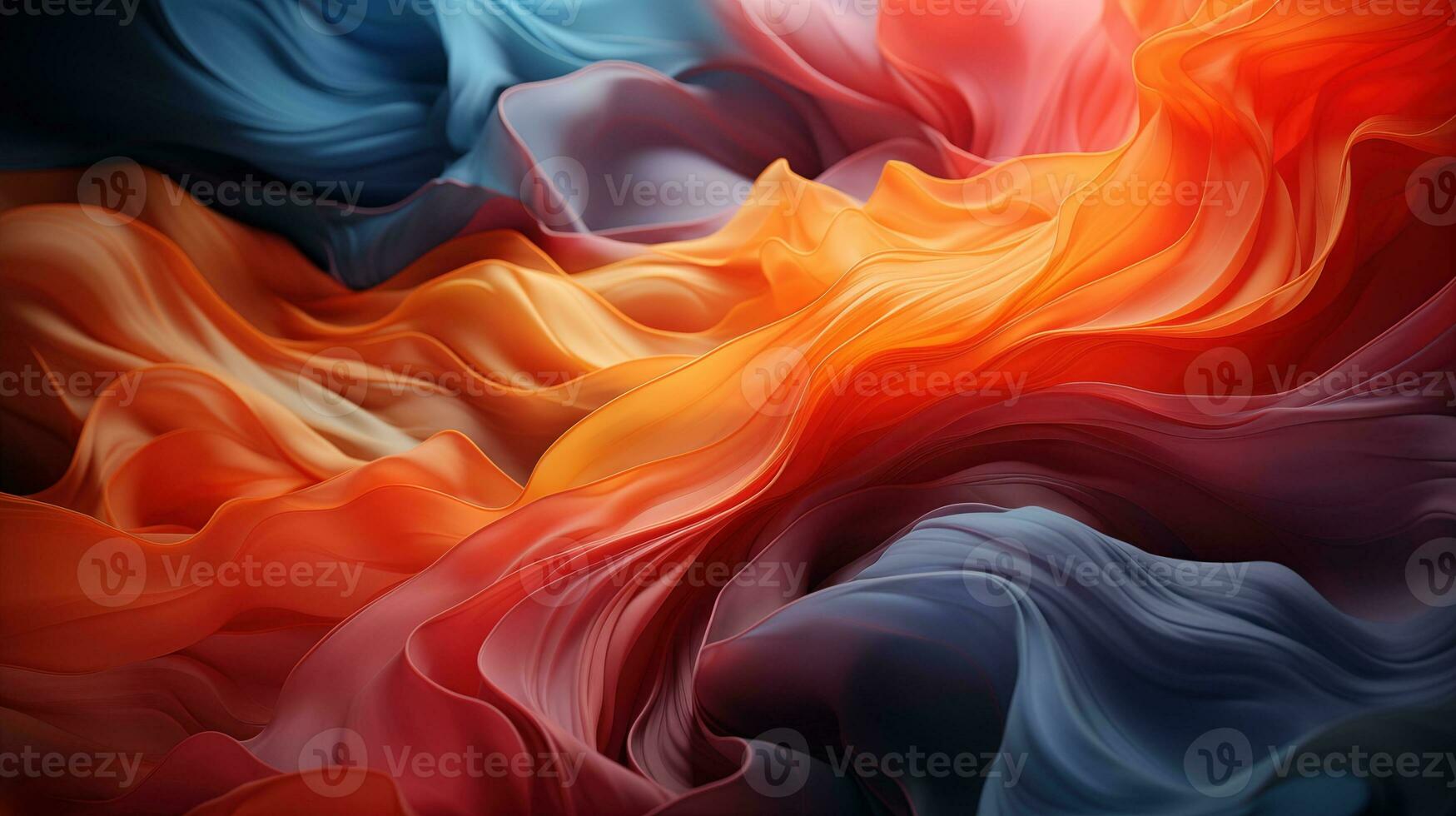 AI generated abstract background of colored silk or satin fabric with smooth folds photo