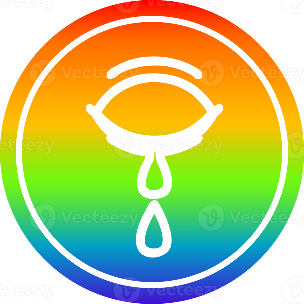 crying eye circular in rainbow spectrum png
