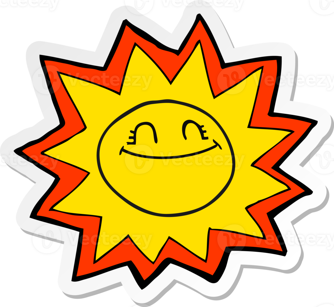 sticker of a happy cartoon sun png
