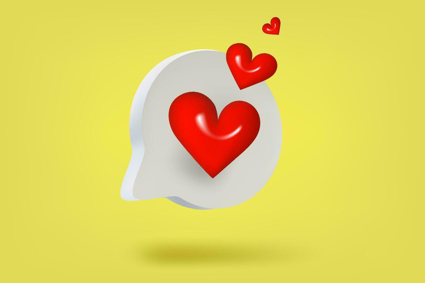 Speech bubble with hearts. Love message concept. 3d vector illustration