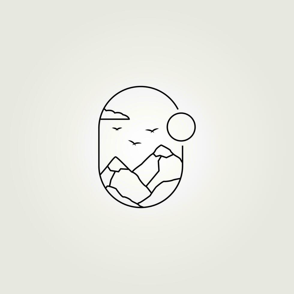 line art mountain logo vector vintage illustration design