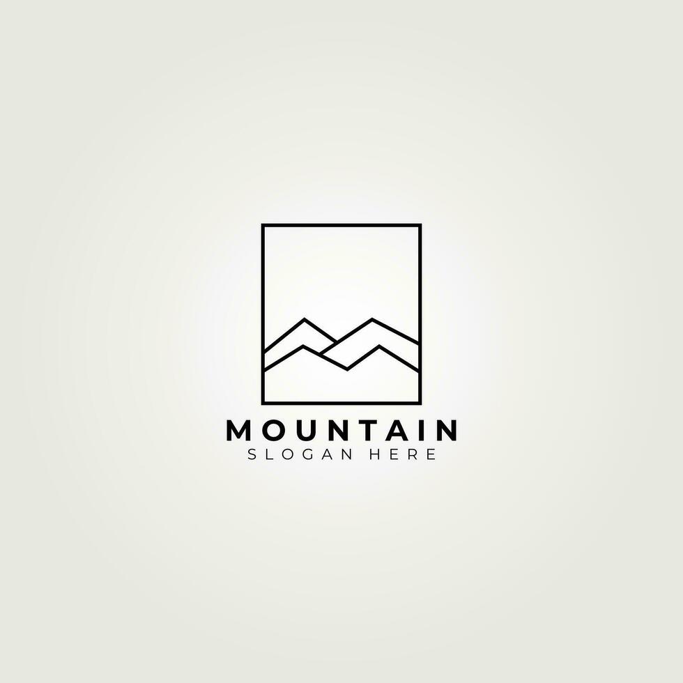 mountain line art logo vector vintage illustration design, adventure icon