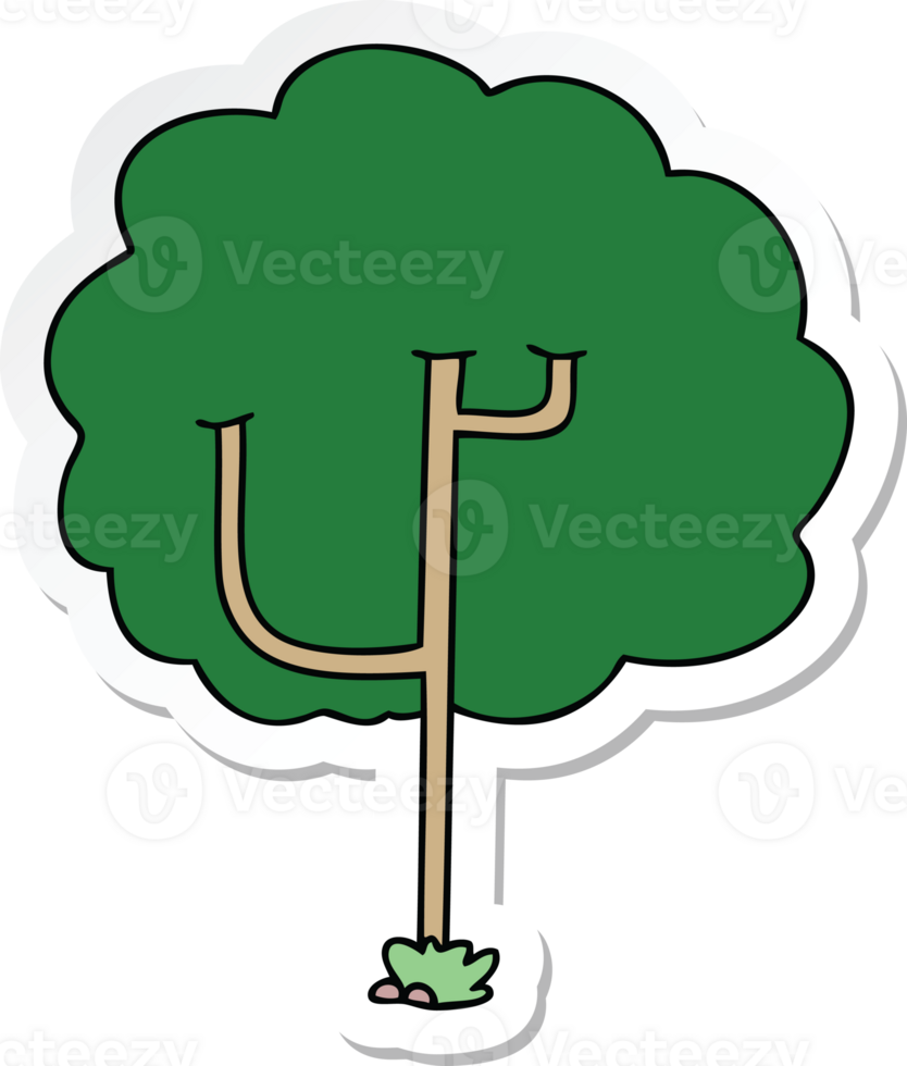 sticker of a quirky hand drawn cartoon tree png