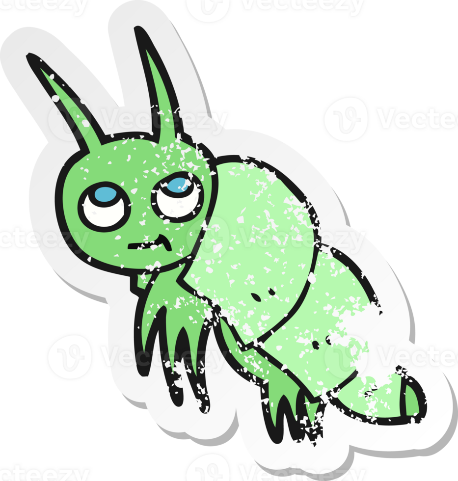 retro distressed sticker of a cartoon little bug png
