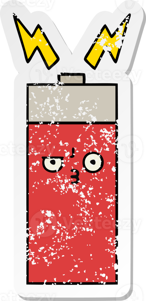 distressed sticker of a cute cartoon battery png