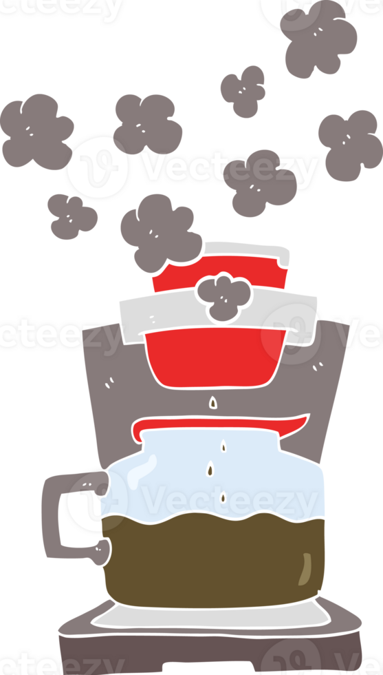 flat color illustration of a cartoon coffee maker png