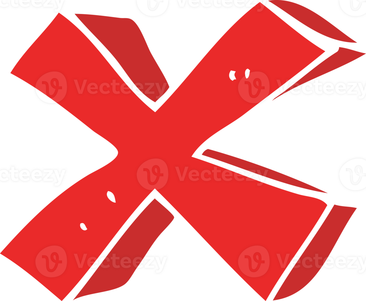 flat color illustration of a cartoon negative x symbol png