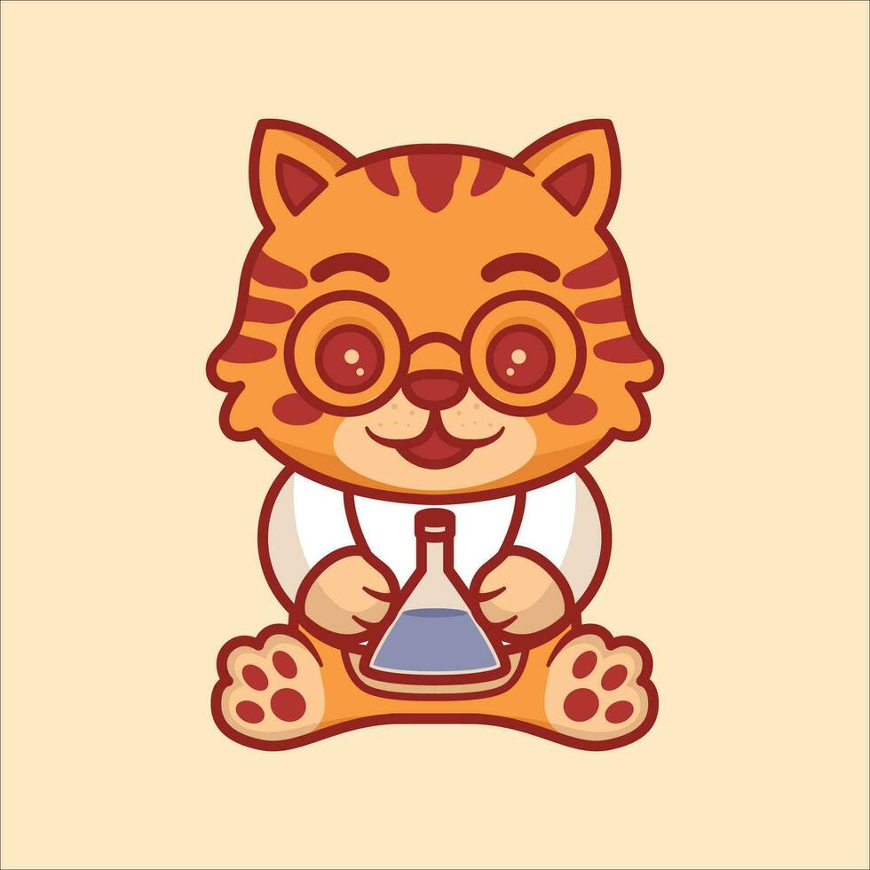 Cute cat animals holding potion bottle cartoon illustration vector