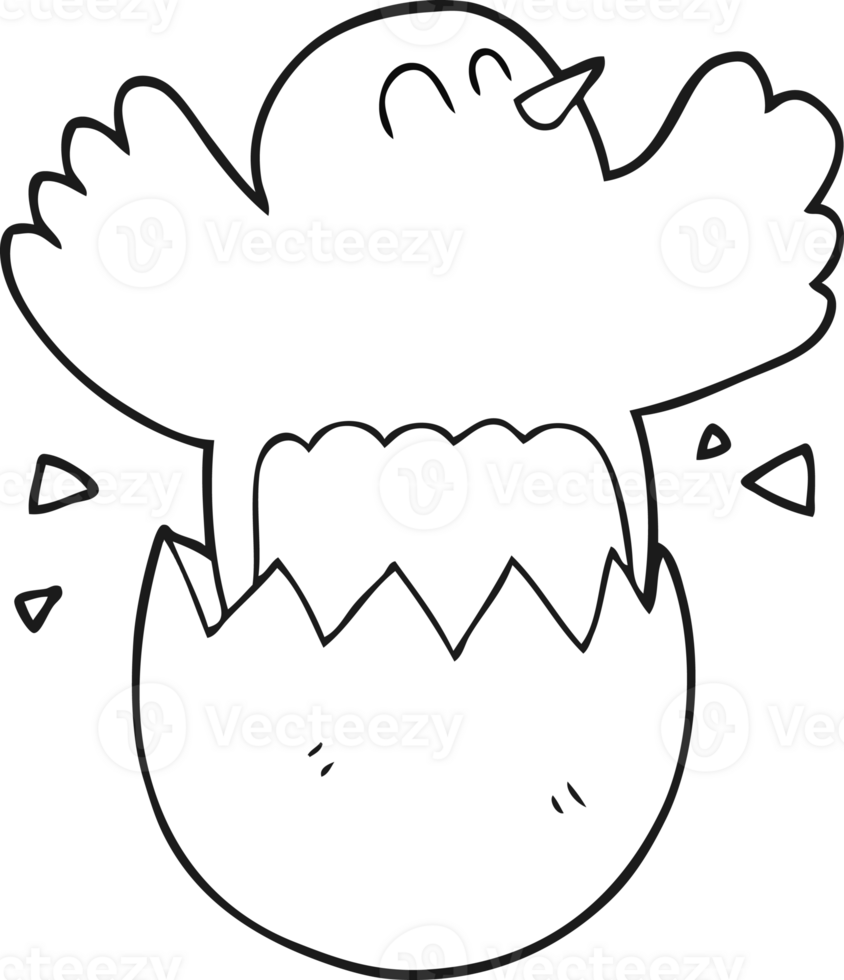 black and white cartoon hatching egg png