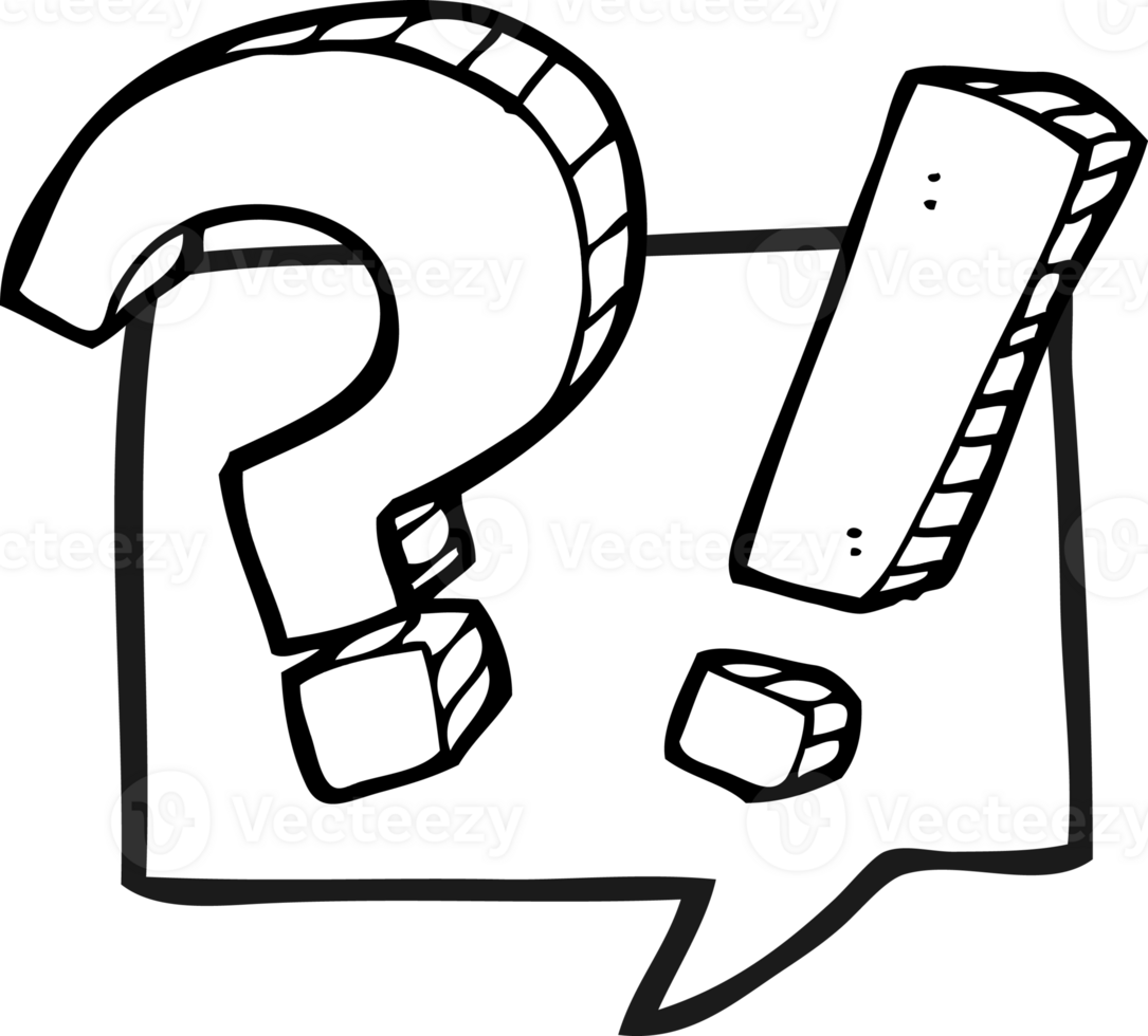 black and white cartoon question speech bubble png
