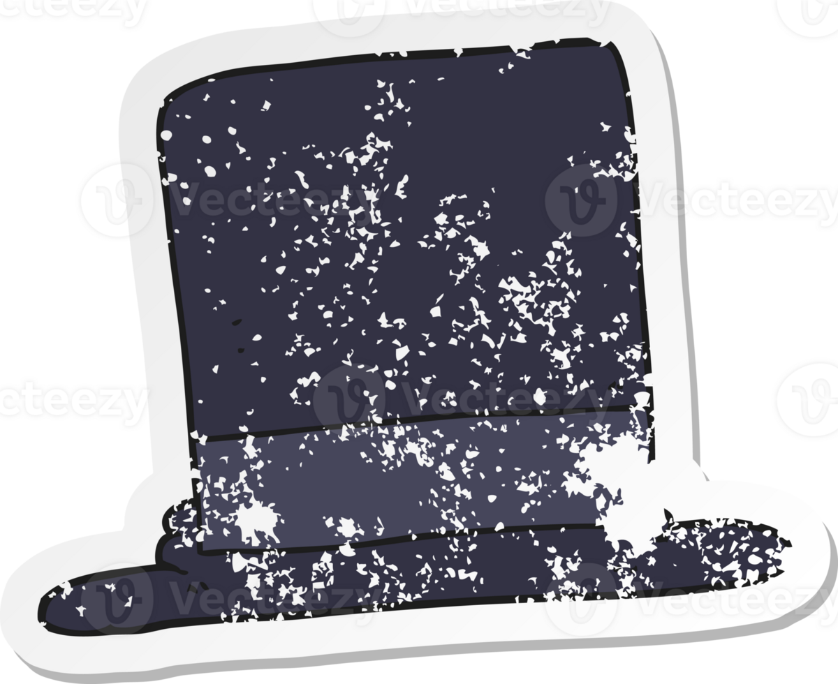 retro distressed sticker of a cartoon top hat png