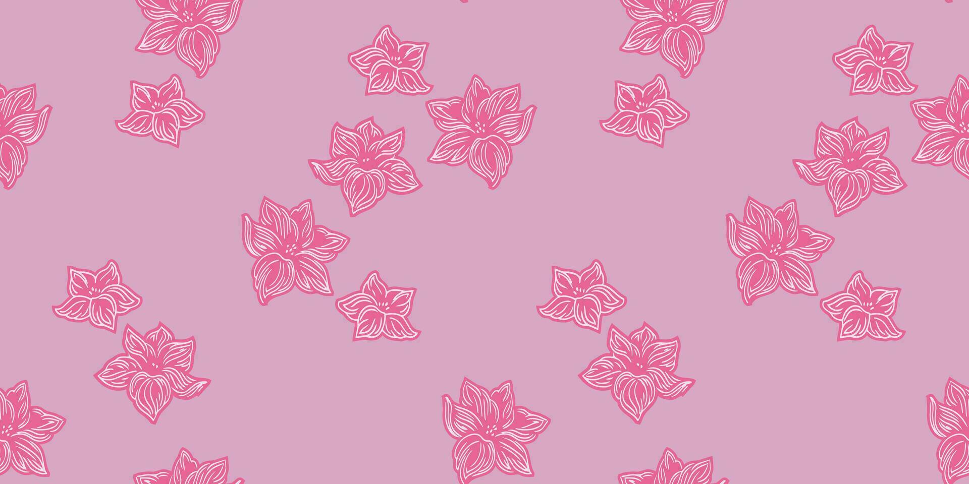 Pastel seamless pattern with decorative stylized shape flowers. Vector hand drawn. Simple purple abstract  floral background. Design for fashion, textile, fabric, wallpaper, surface design
