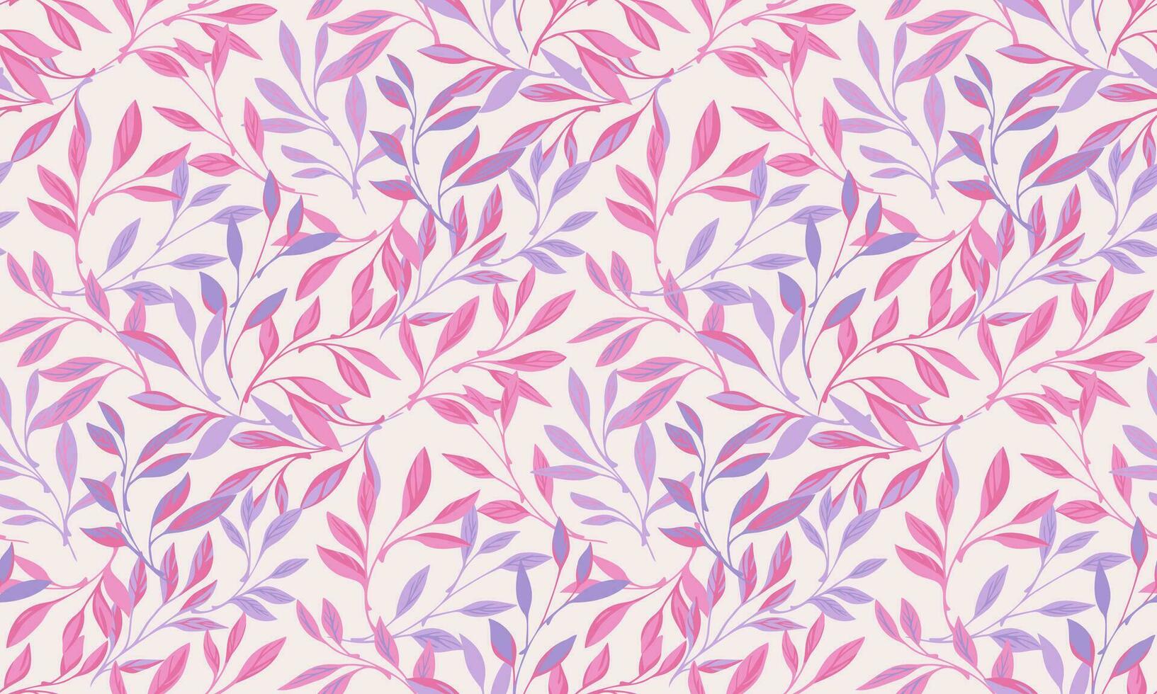 elegante rosado tallos hojas entrelazados en un sin costura modelo. vector mano dibujado bosquejo. artístico, resumen ramas hoja impresión. diseño para textil, moda, tela, interior decoración, fondo de pantalla