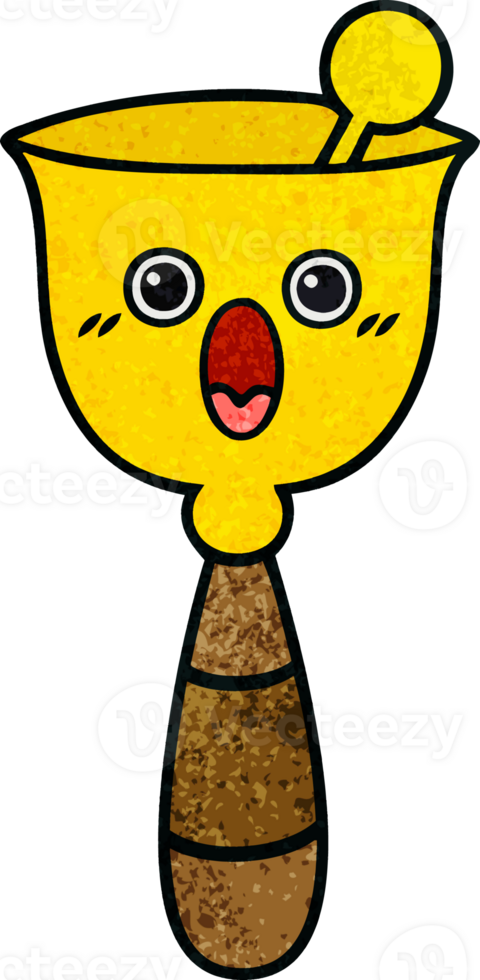retro grunge texture cartoon school bell png