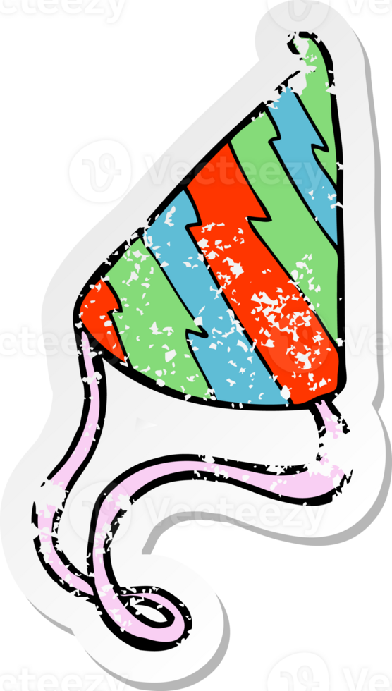retro distressed sticker of a cartoon party hat png