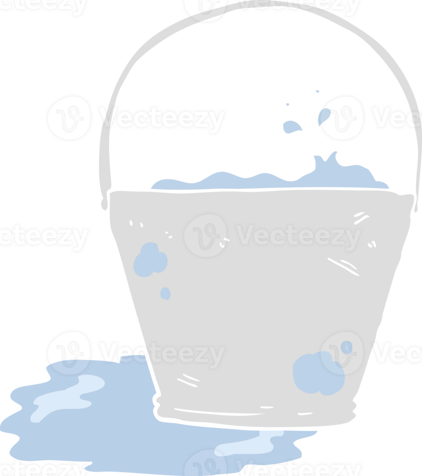 flat color illustration of a cartoon bucket of water png