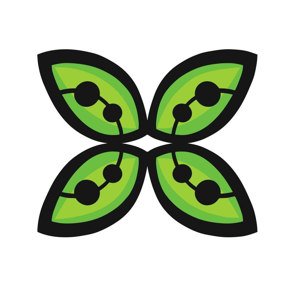 ethnically stylized green clover leaf, vector