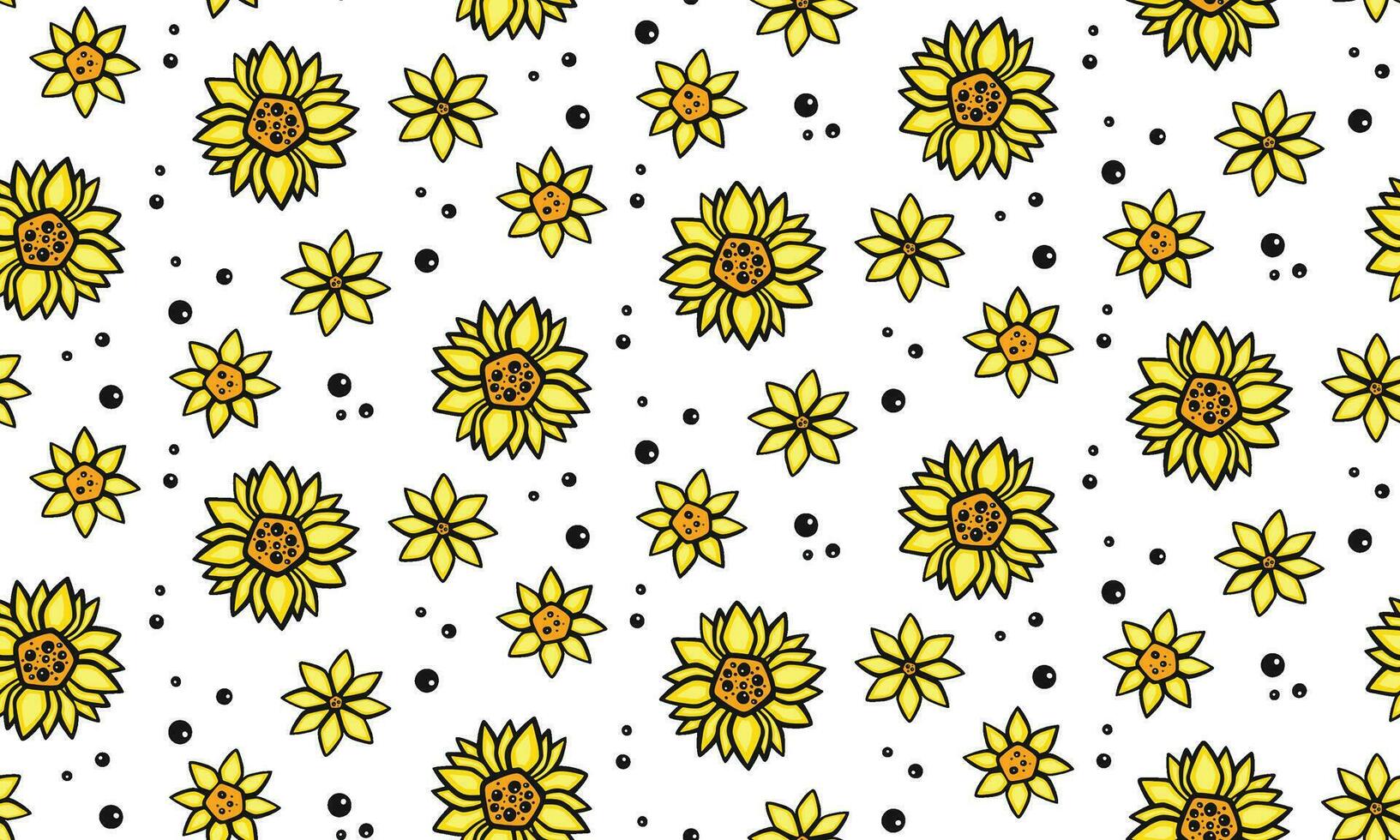 bright pattern with flowers sunflowers, vector illustration