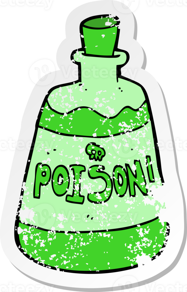 retro distressed sticker of a cartoon bottle of poison png