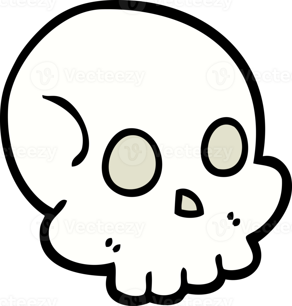 hand drawn doodle style cartoon skull png