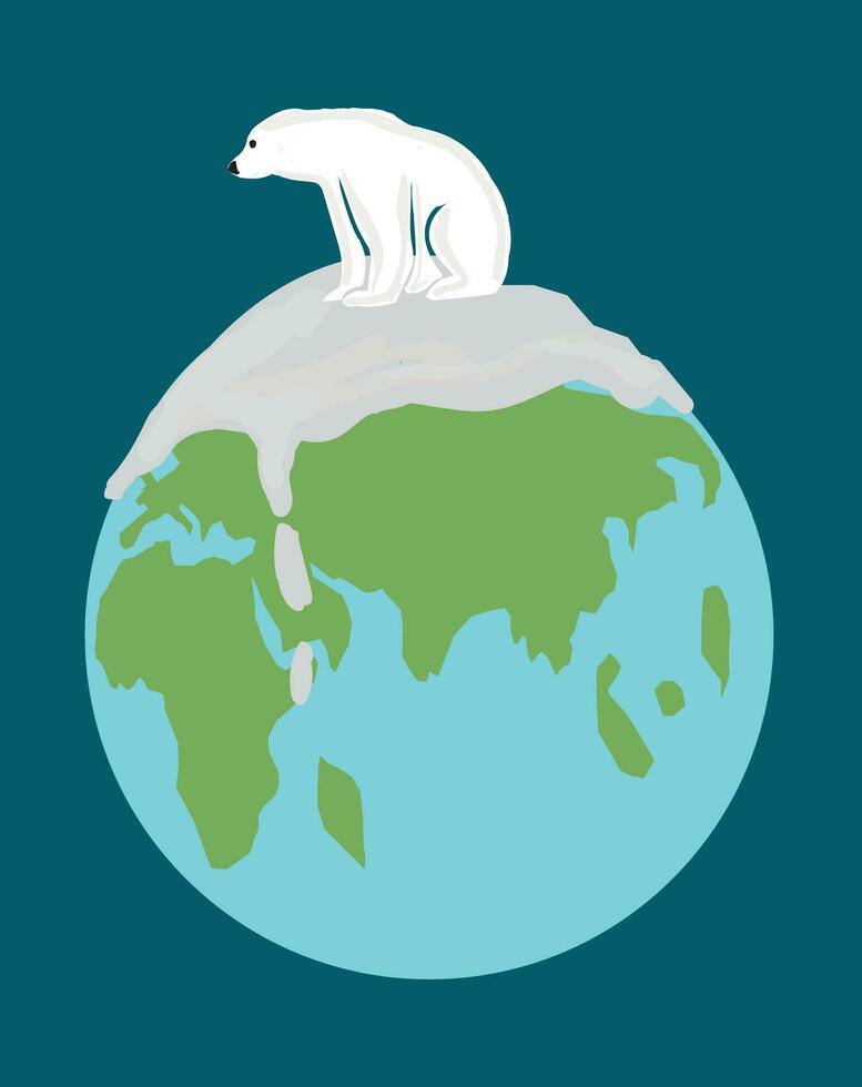 Global warming vector illustration. Melting earth