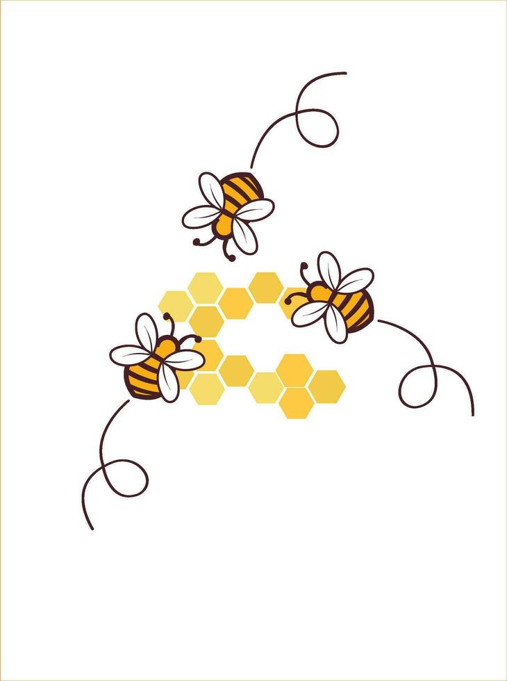 Honeycomb and Honeybee vector illustration