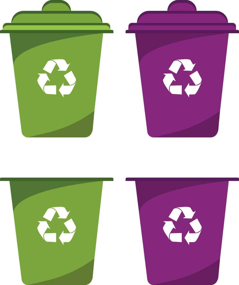 Recycle bin vector illustration. Colorful recycle bin