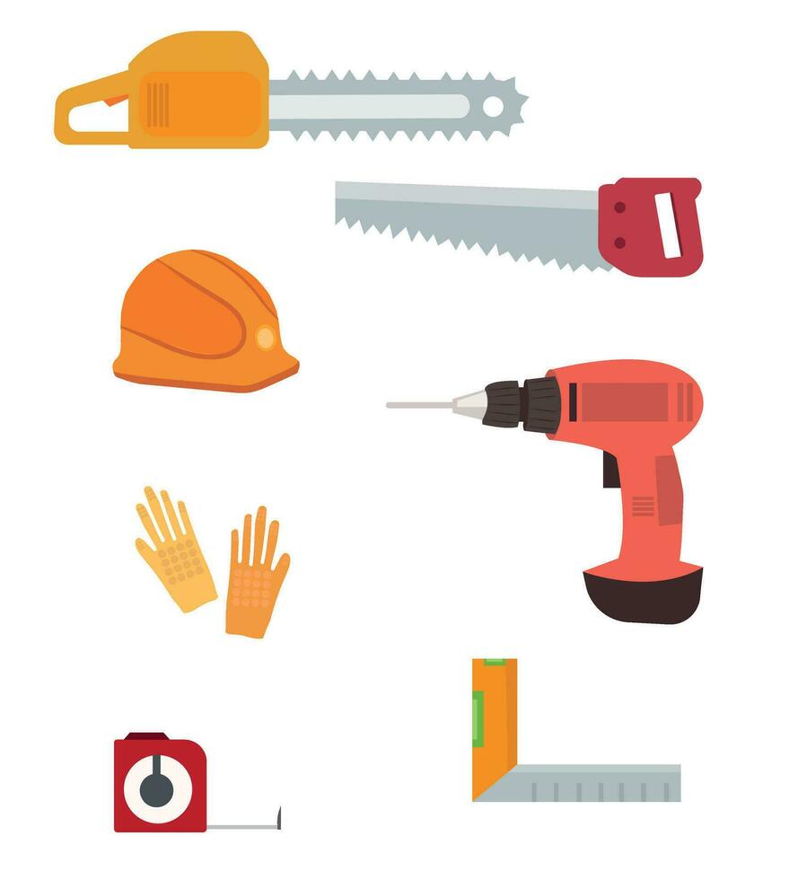 Repairing tools vector set. Repairing items vector illustration