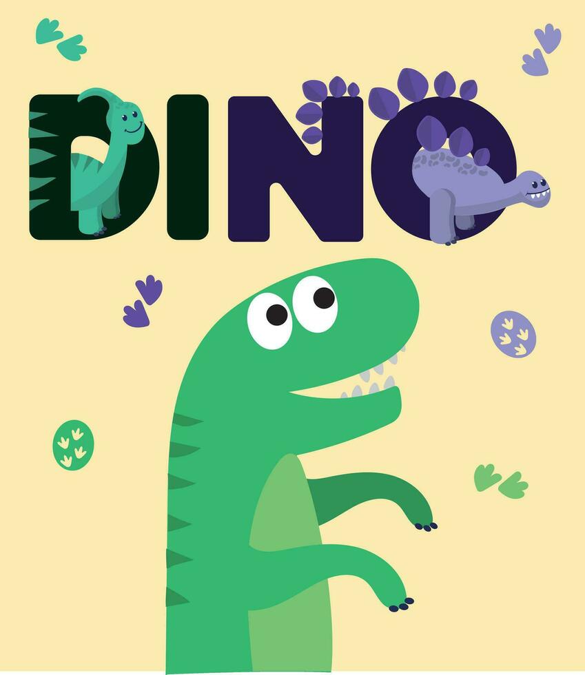 Dinosaur Vector. Cute dinosaur vectors roar pattern