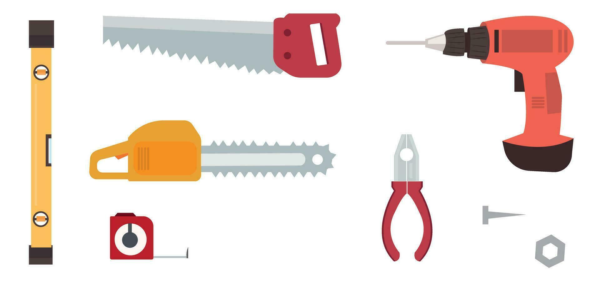 Repairing tools vector set. Repairing items vector illustration