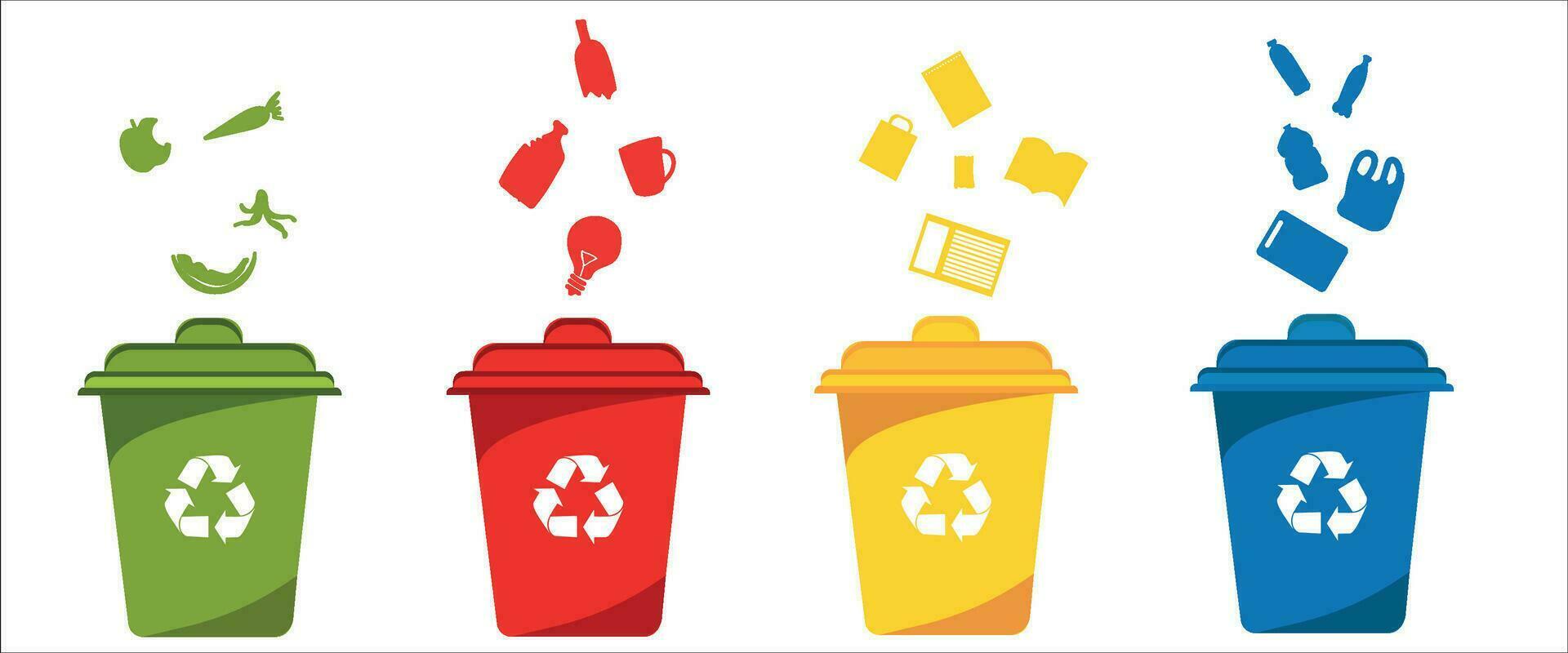 Recycle bin vector illustration. Colorful recycle bin