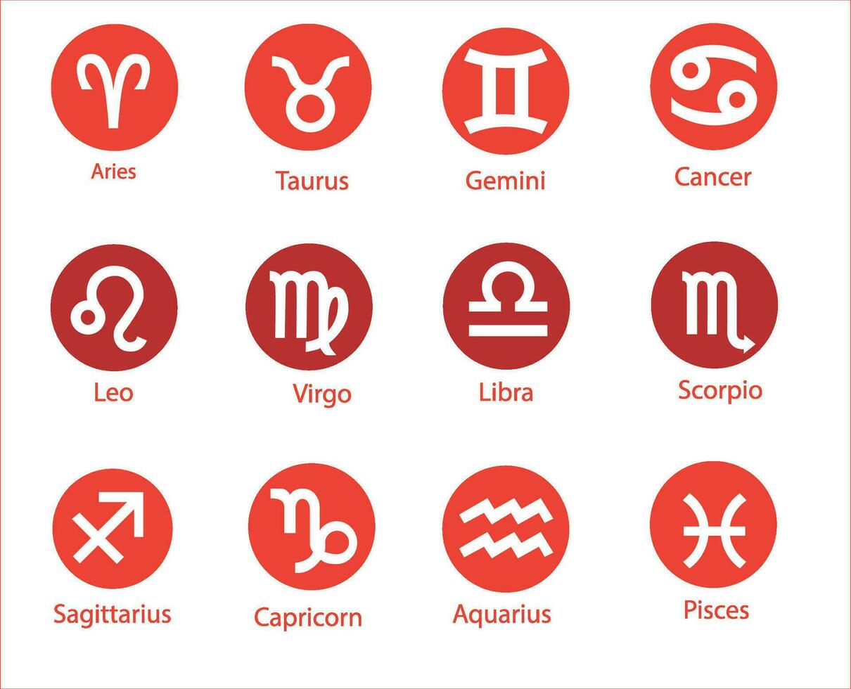 zodíaco señales, zodíaco símbolos icono conjunto vector ilustración zodíaco estrella conjunto