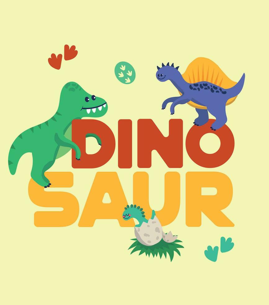 Dinosaur Vector. Cute dinosaur vectors roar pattern