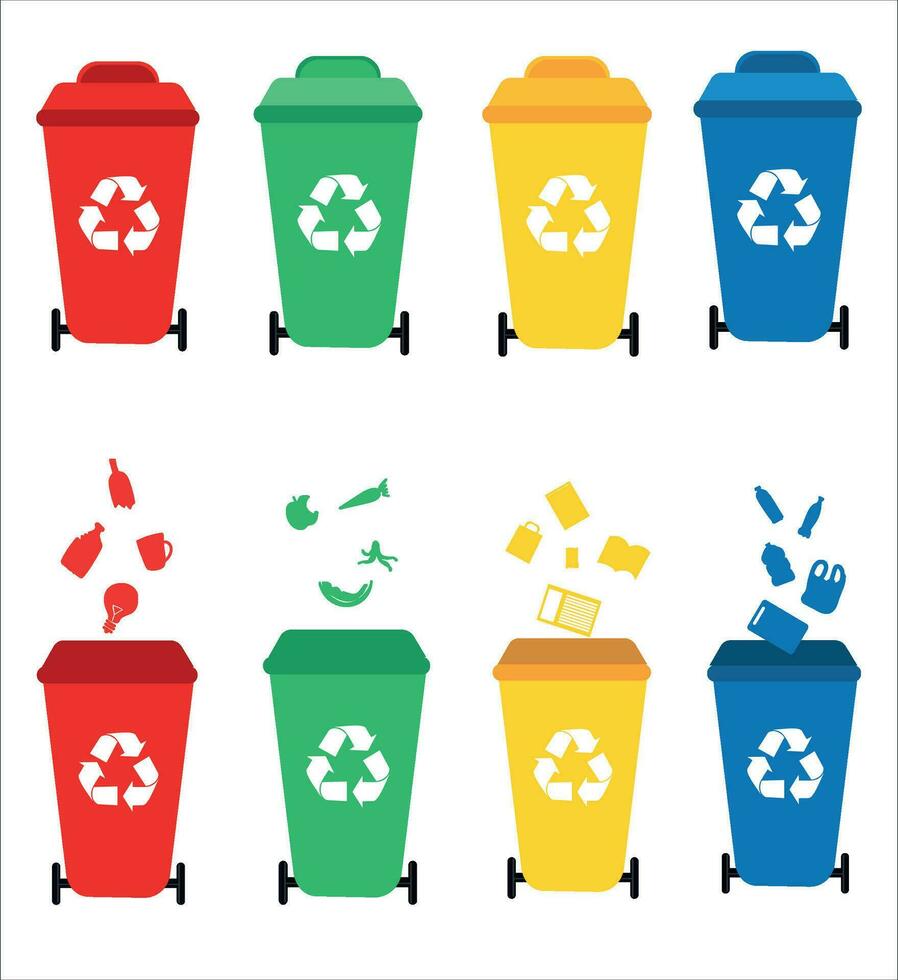 Recycle bin vector illustration. Colorful recycle bin