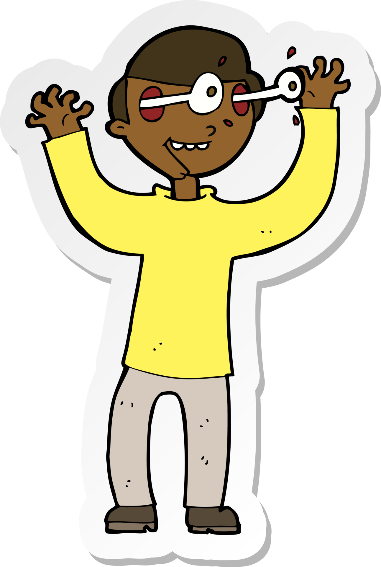 sticker of a cartoon man with eyes popping out of head 36363378 PNG