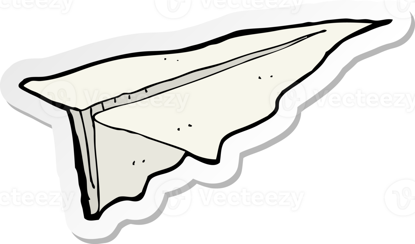 sticker of a cartoon paper aeroplane png