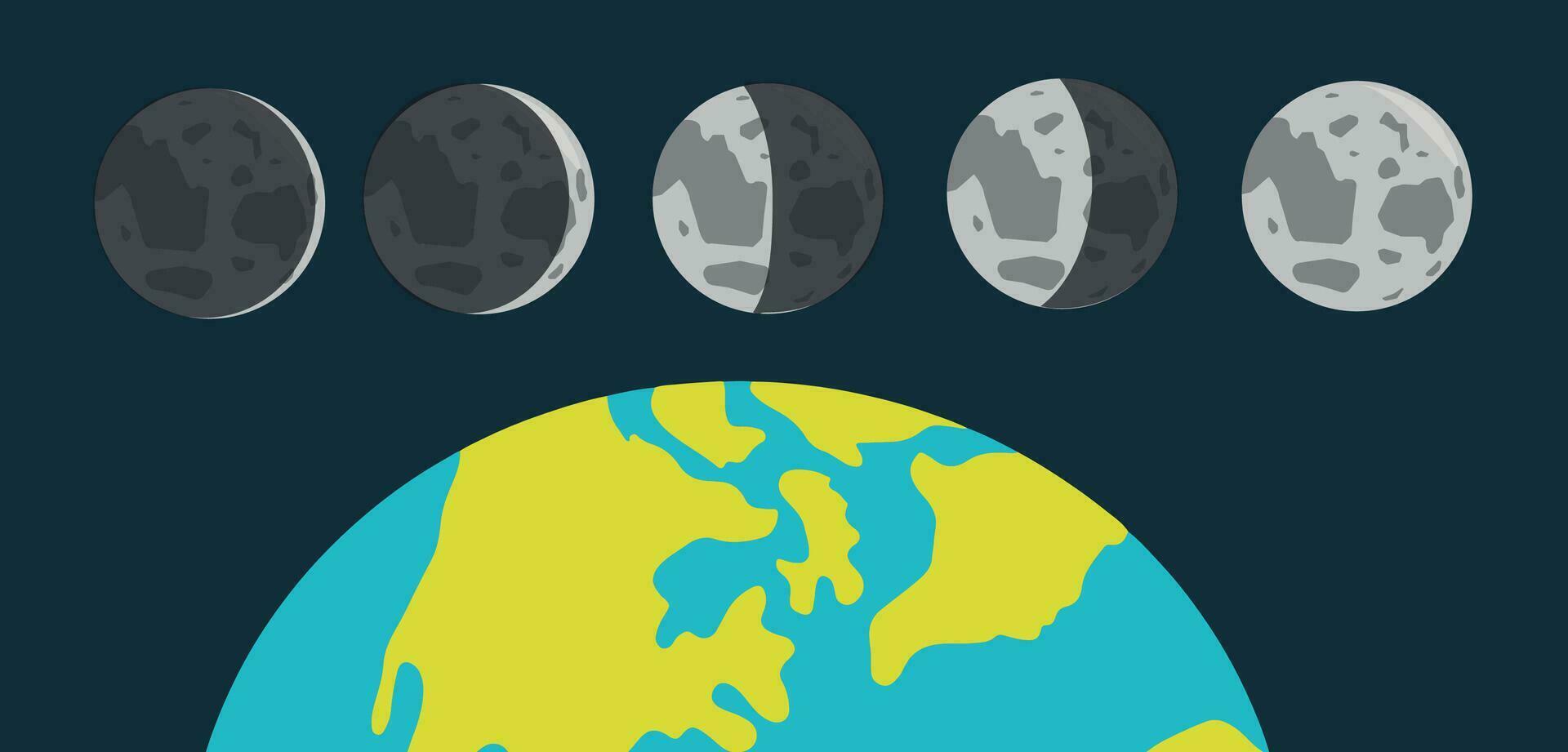 Moon Phases vector. Lunar calendar. Lunar phases vector illustration