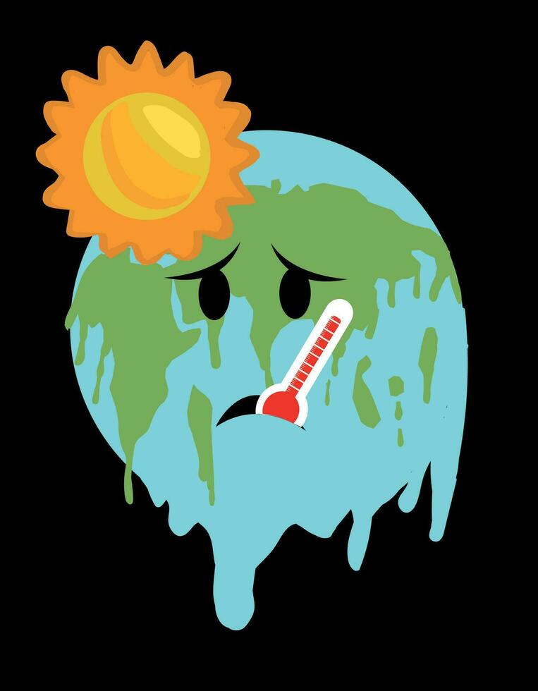 Global warming vector illustration. Melting earth