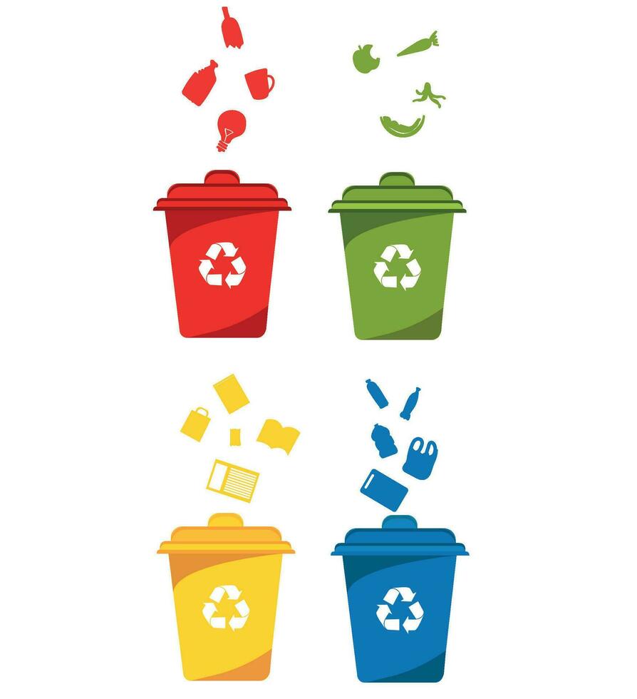 Recycle bin vector illustration. Colorful recycle bin